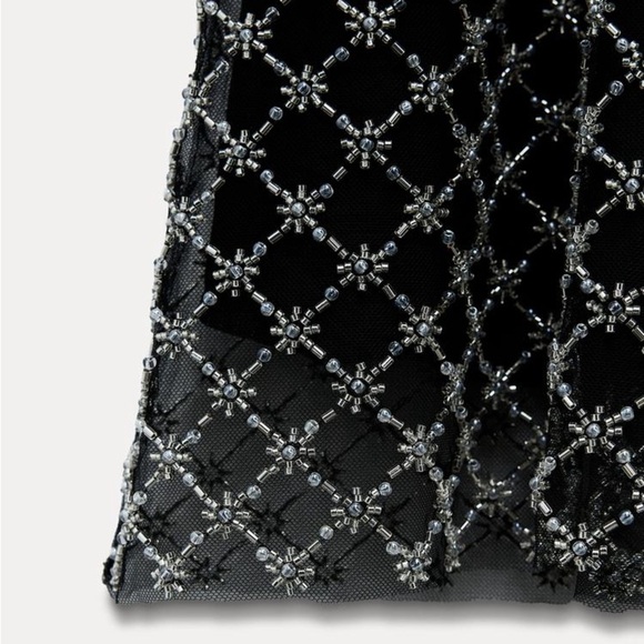 NWT ZARA BEADED JEWEL MIDI DRESS - Picture 7 of 8